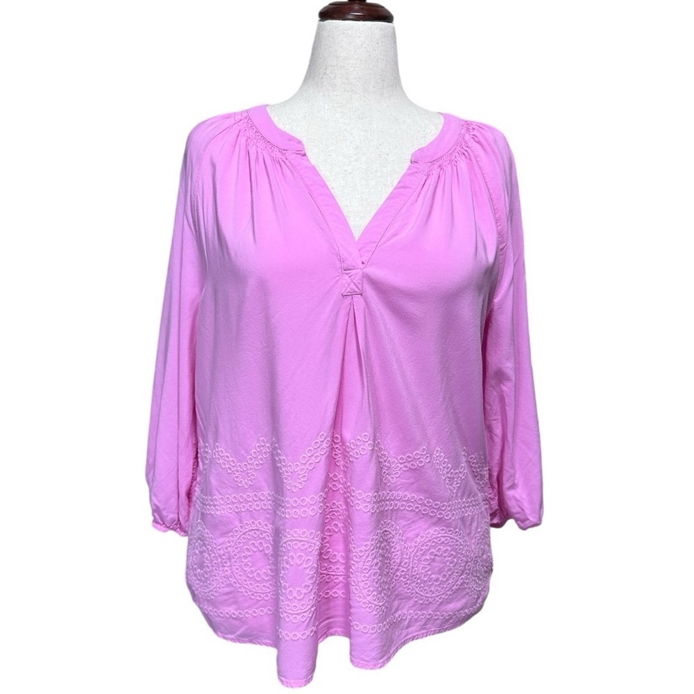 Crown & Ivy Pink 3/4 Sleeve Blouse Size XXL